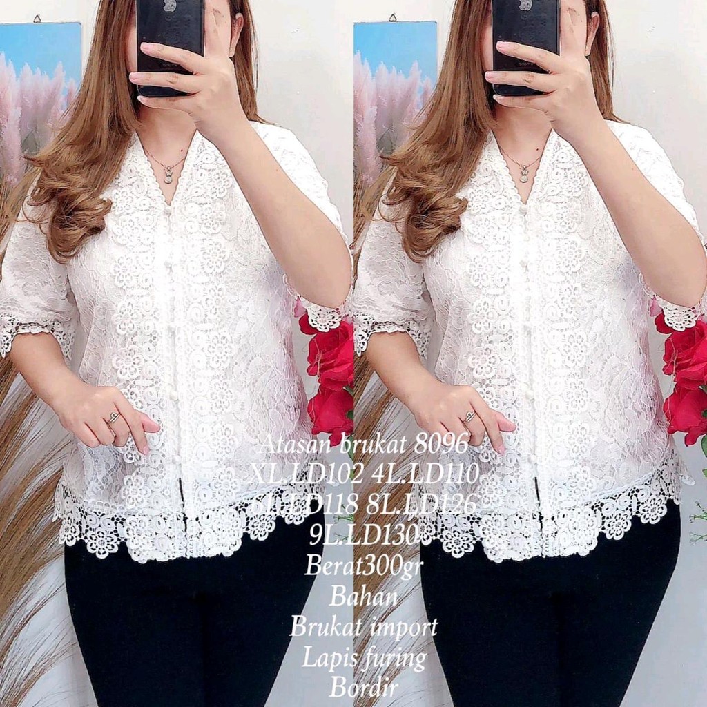 Kebaya Putih  bahan Brokat