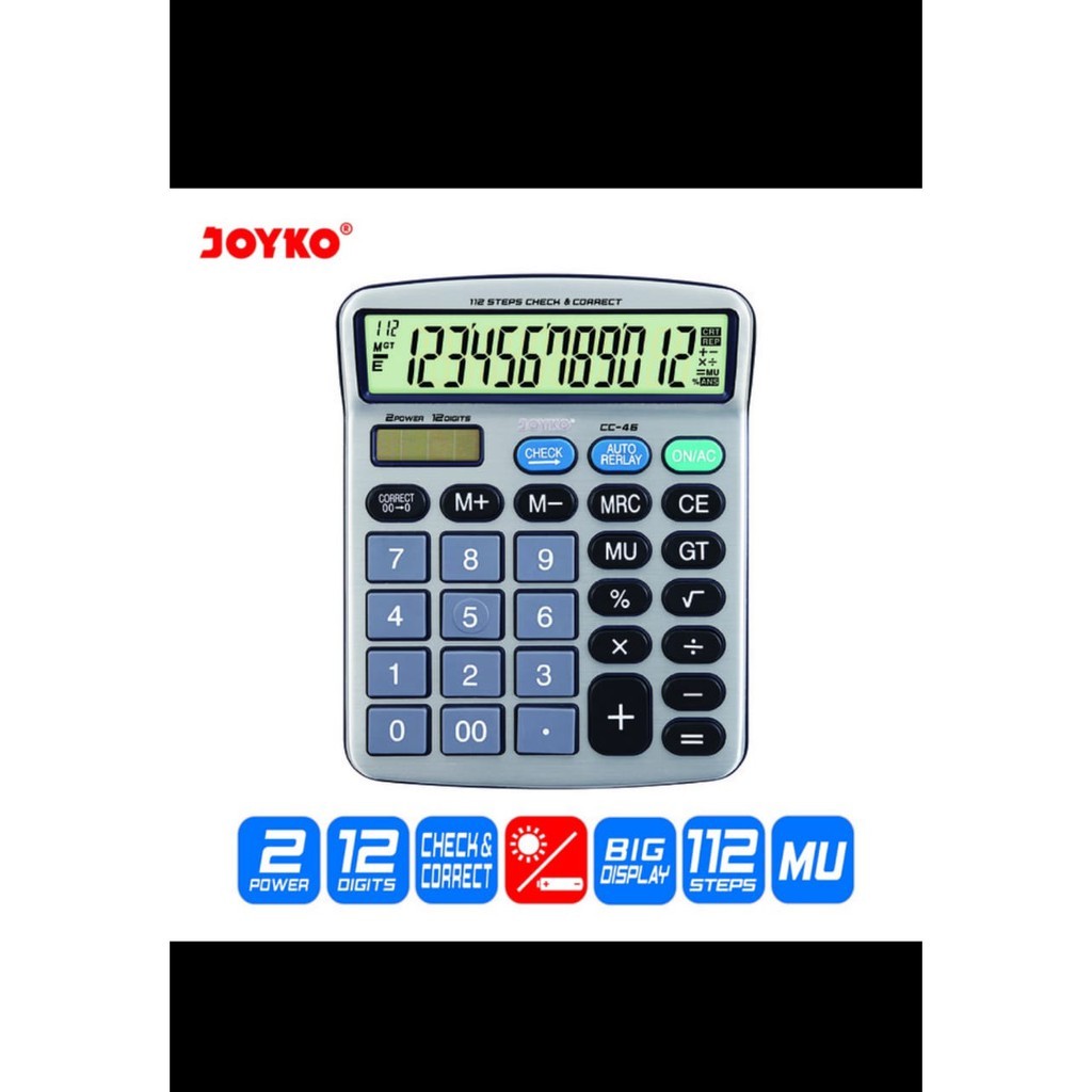 

Calculator Kalkulator Joyko Cc-46 12 Digits Check Correct