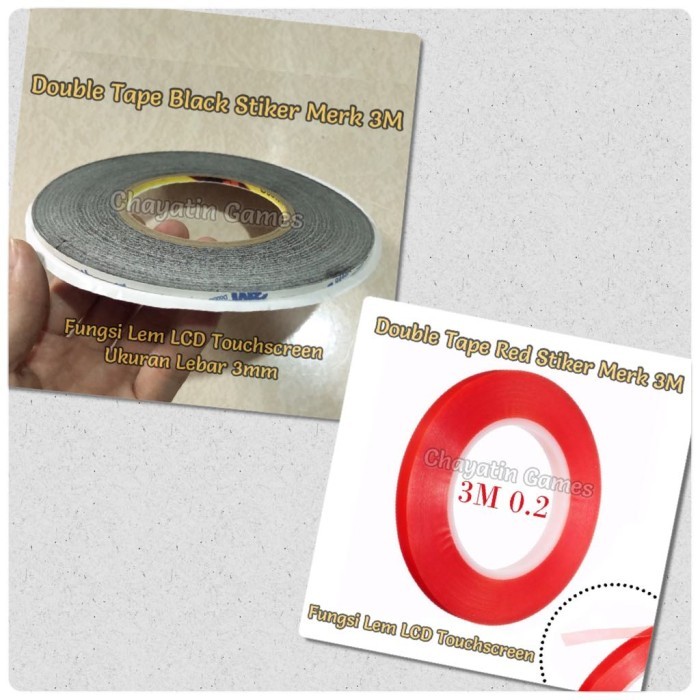 

Lakban Double Tape Merk 3M / Lem Perekat LCD Touchscreen HP - Merah Lebar 3mm -NRC