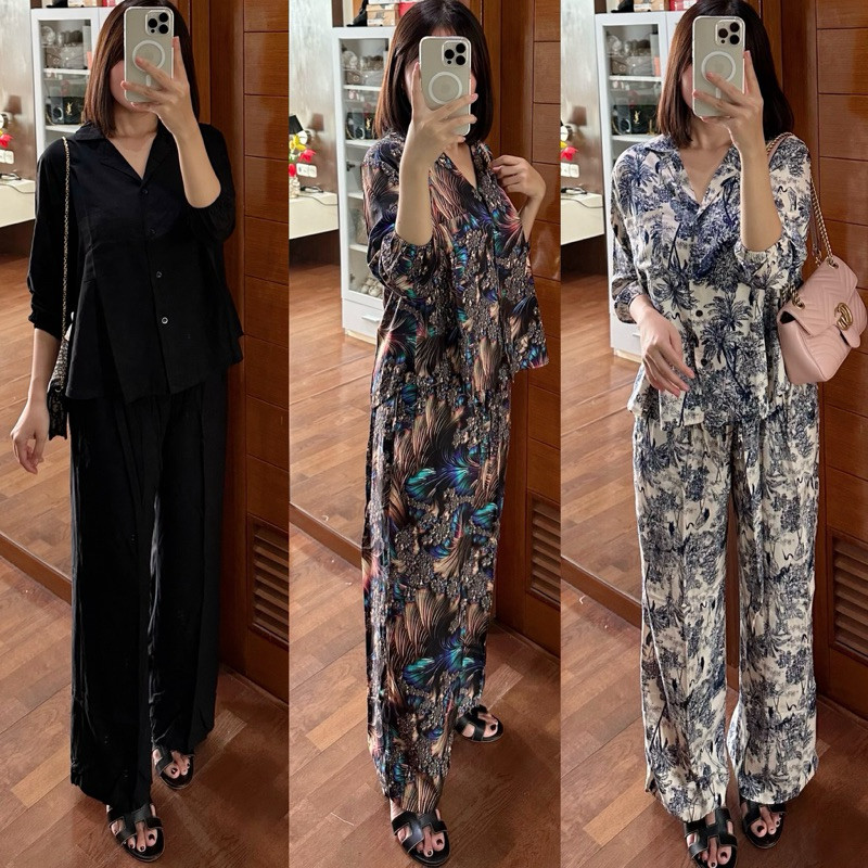 PAKAIAN WANITA ONE SET HIJAB PAKAIAN SETELAN SET WANITA SETCEL PIYAMA HOME WARE BAJU BUSUI