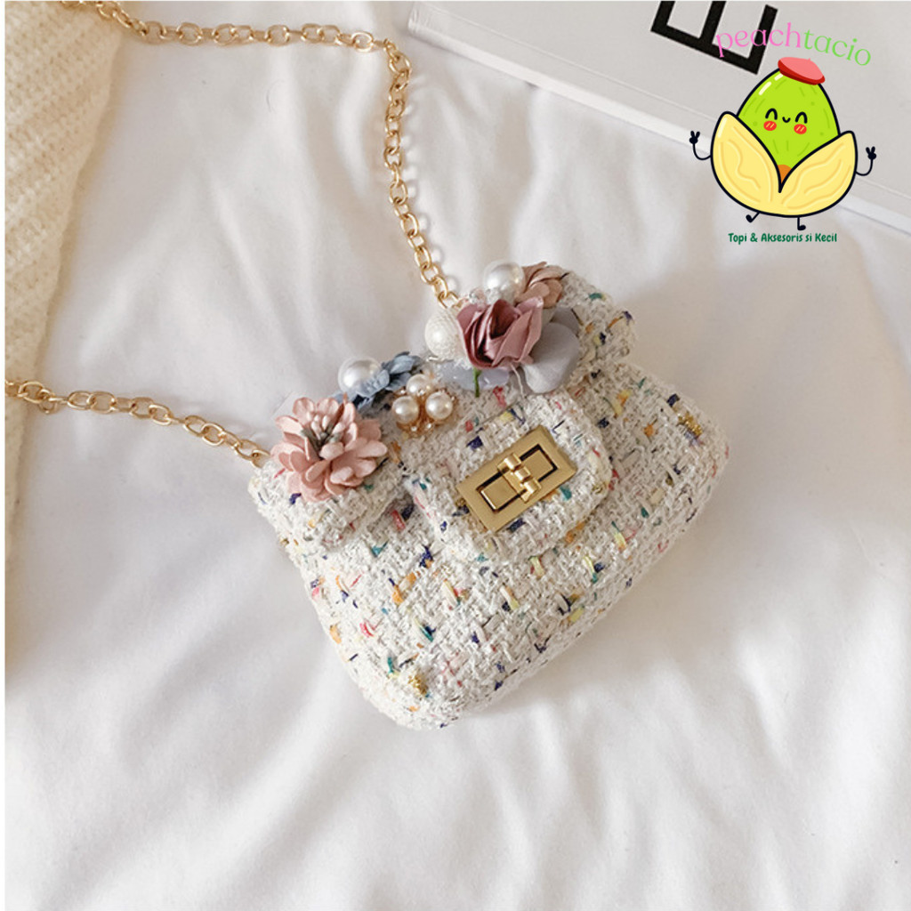 Peachtacio Tas Anak Selempang / Sling Bag Anak/ Tas Aksesori Mutiara Lucu/ Tas Selempang Mode Anak K