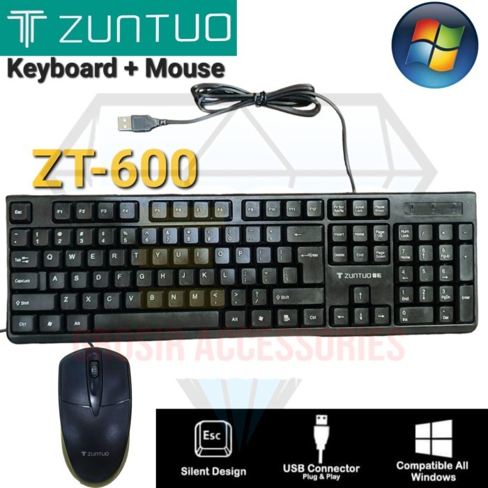 LW ERRLY ZT-600 Paket Keyboard Kabel dan Mouse Cable USB Classic Design