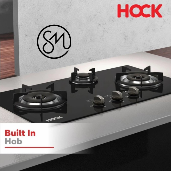 Kompor Gas Tanam 3 Tungku Hock HB-330OC Optima Crystal