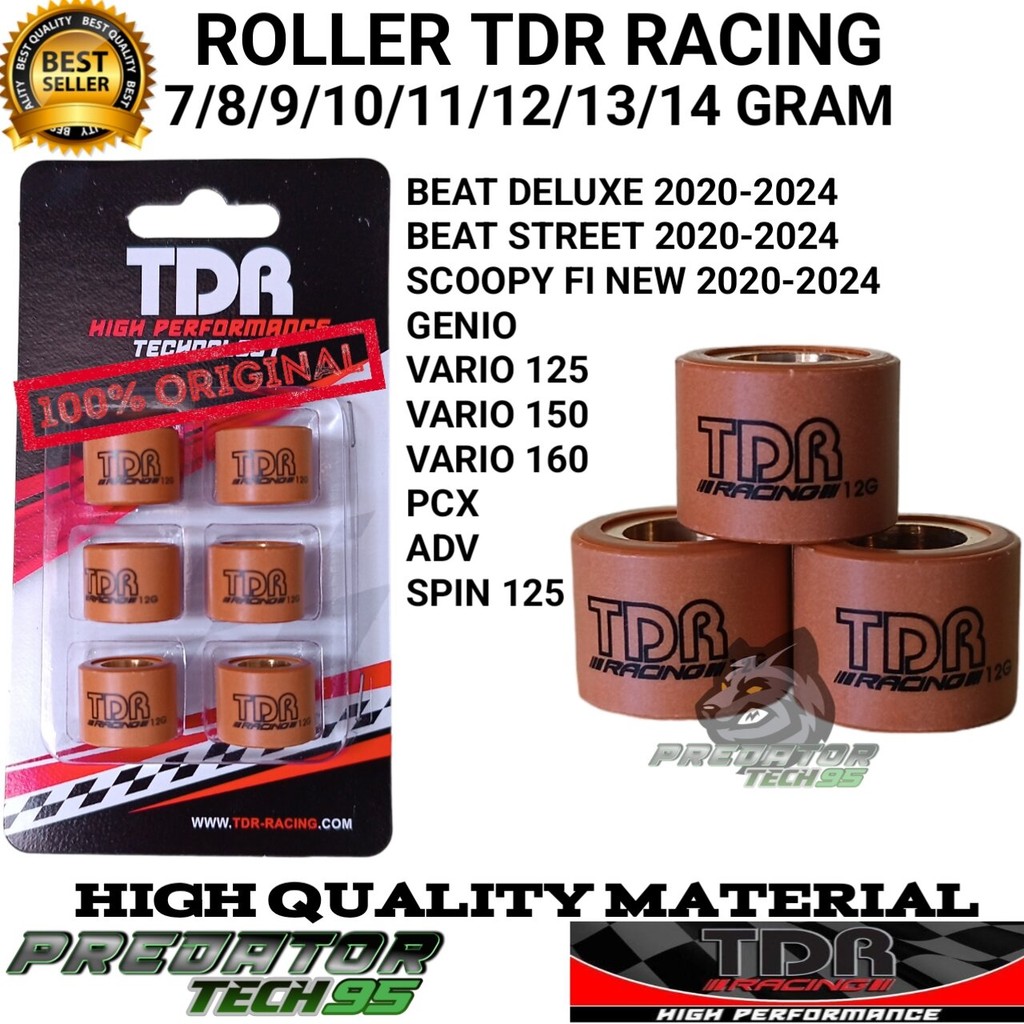 ROLLER TDR RACING ORIGINAL (3 PCS) 7 8 9 10 11 12 13 14 GRAM HONDA BEAT FI NEW 2020 DELUXE STREET SC