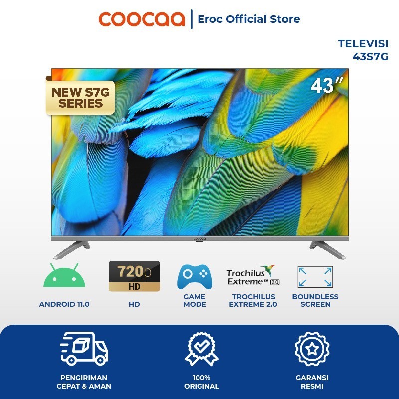 COOCAA TV 43 INCH - ANDROID 11 - Digital TV - 5G WIFI (COOCAA 43S7G)