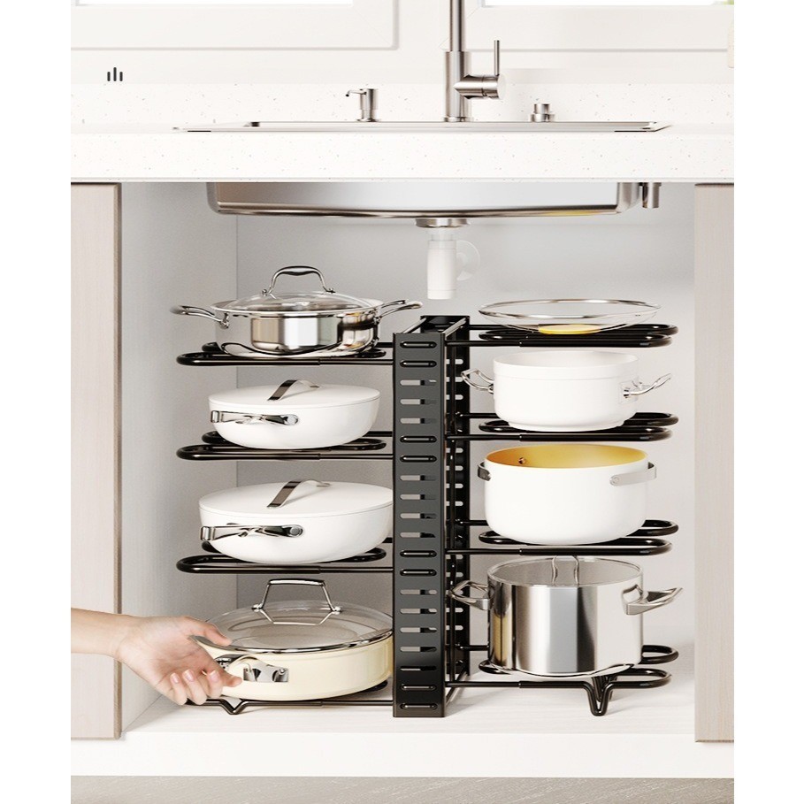 RAK PANCI BAWAH WASTAFEL RAK DAPUR 8 SUSUN / RAK TUTUP PANCI / RAK PIRING WAJAN BESI - LIBRA 8 LAYER