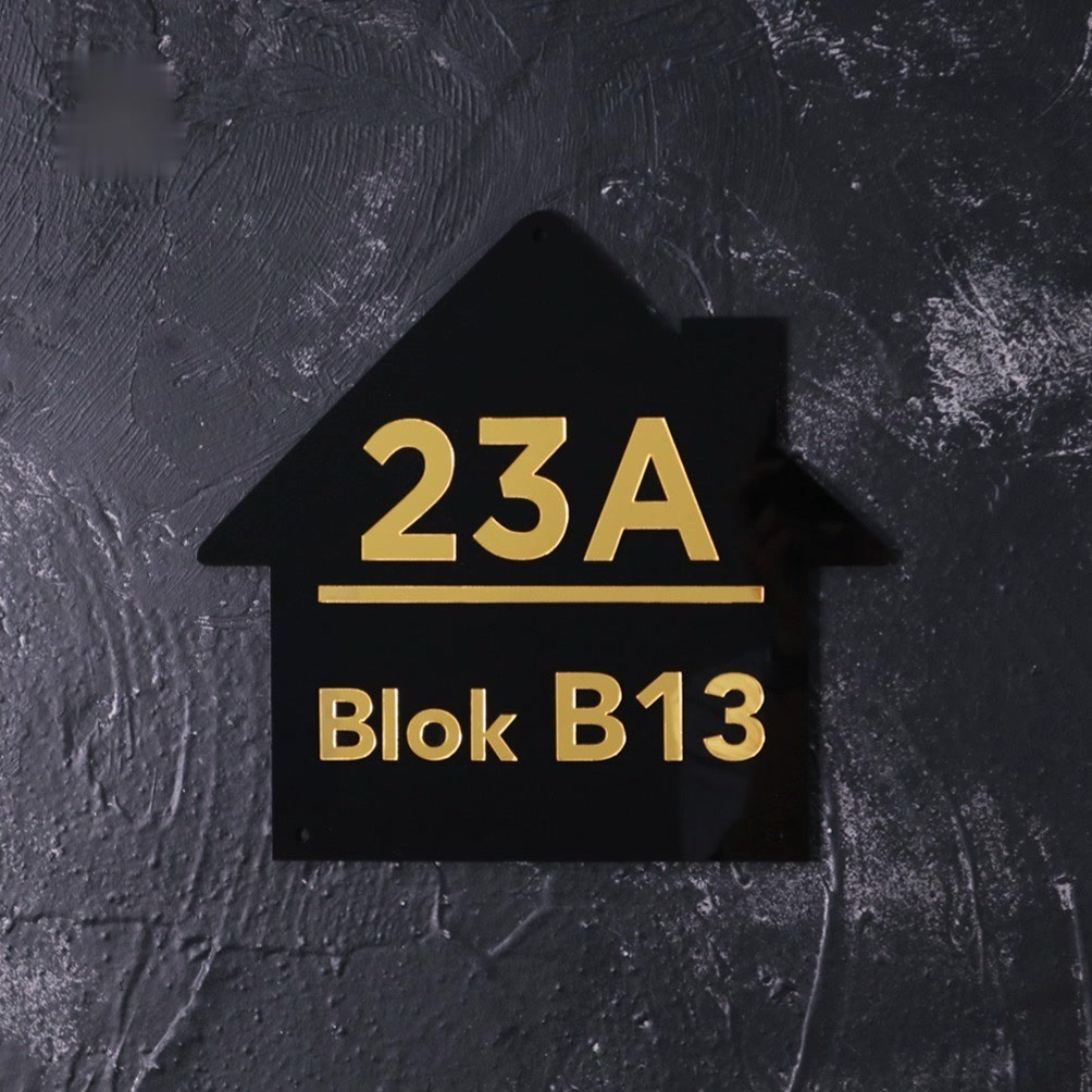 Papan Akrilik Nomor Rumah Mirror Gold | Sign Label Acrylic Custom Nomor Rumah Bahan Akrilik Gold Mir