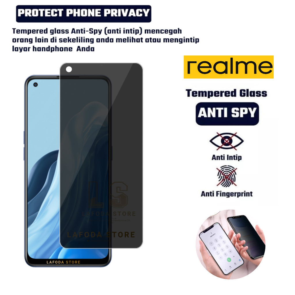 TEMPERED GLASS ANTI SPY REALME 9 REALME 9 4G REALME 9 5G REALME 9i REALME 9 PRO REALME 9 PRO PLUS