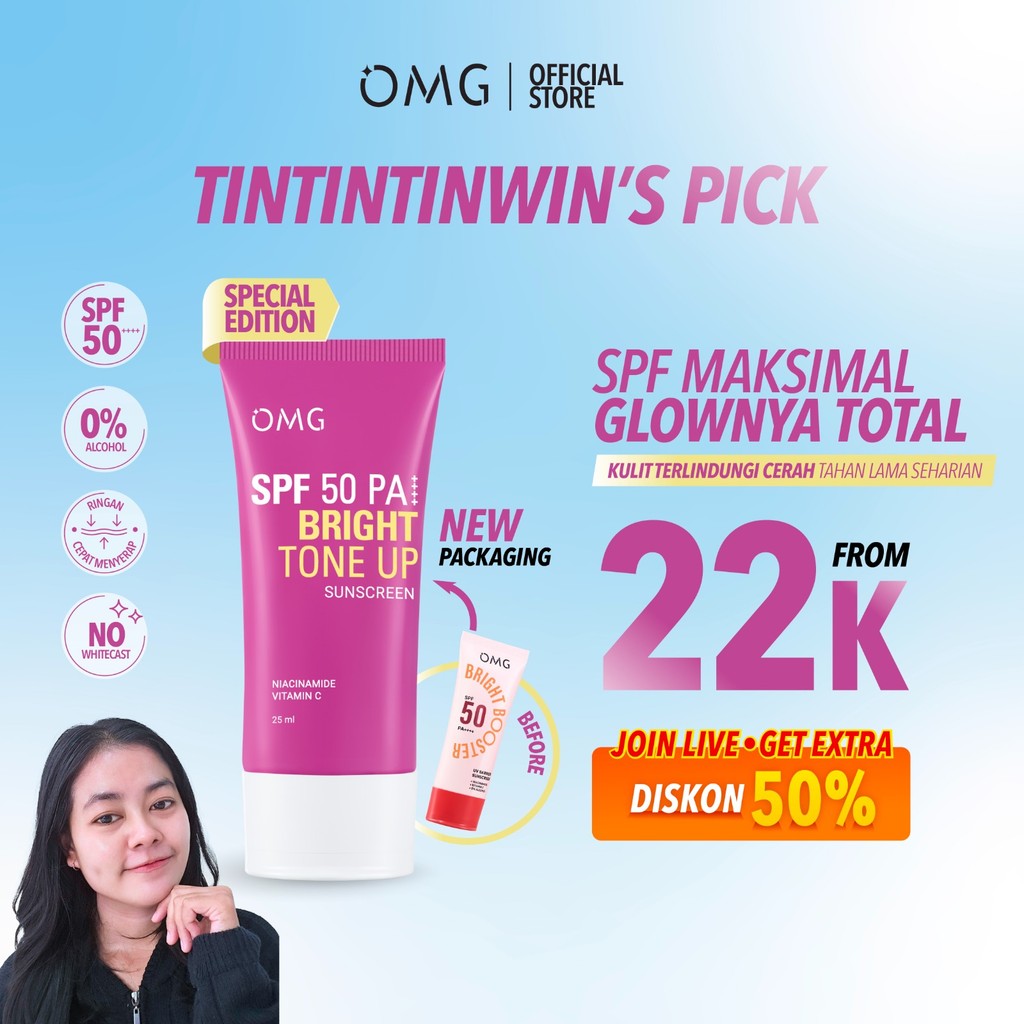 [TINTINTINWIN'S PICKS] OMG Oh My Glow Bright Booster UV Barrier Sunscreen SPF 50 PA++++ - Untuk Semu