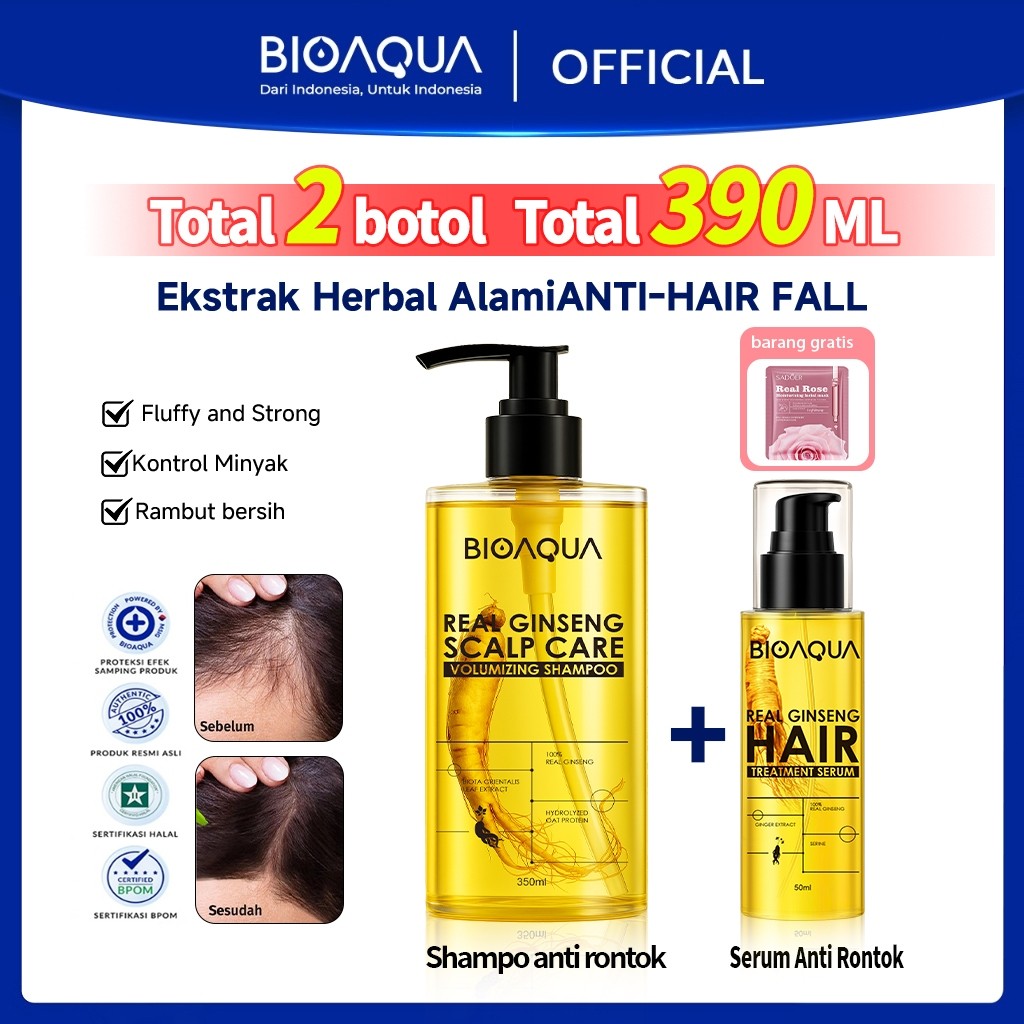 【BPOM】BIOAQUA Shampo Penumbuh Rambut Cepat Perawatan Rambut Rontok Shampo Penumbuh Rambut Shampo Jah