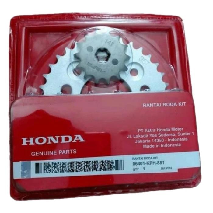 GW- GEAR SET+RANTAI 1SET UK 35T, 14T HONDA KHARISMA, KIRANA, SUPRA X 125 Kode part KPH/KTL Gir Motor
