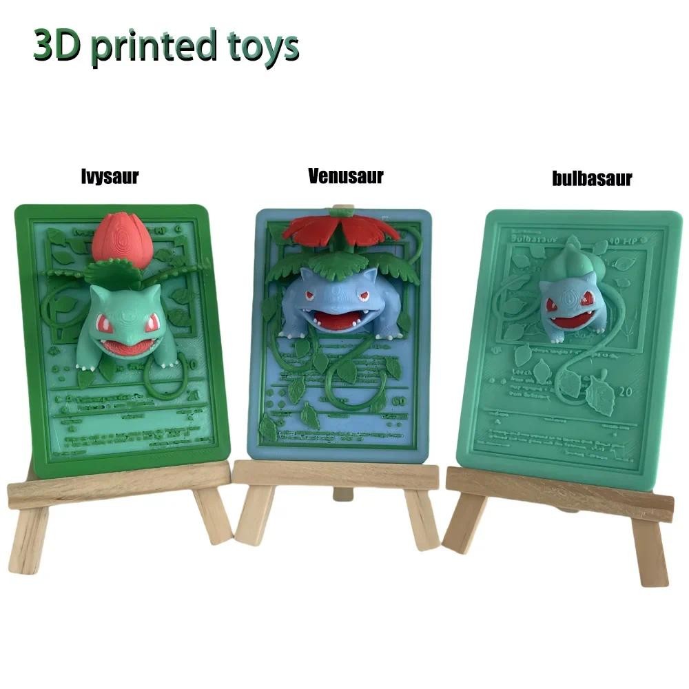 

Classic Original Pocket Character Little Fire Dragon Johnny Turtle Bulbasaur 3D Printed Collection Card Children's Birthday Gift