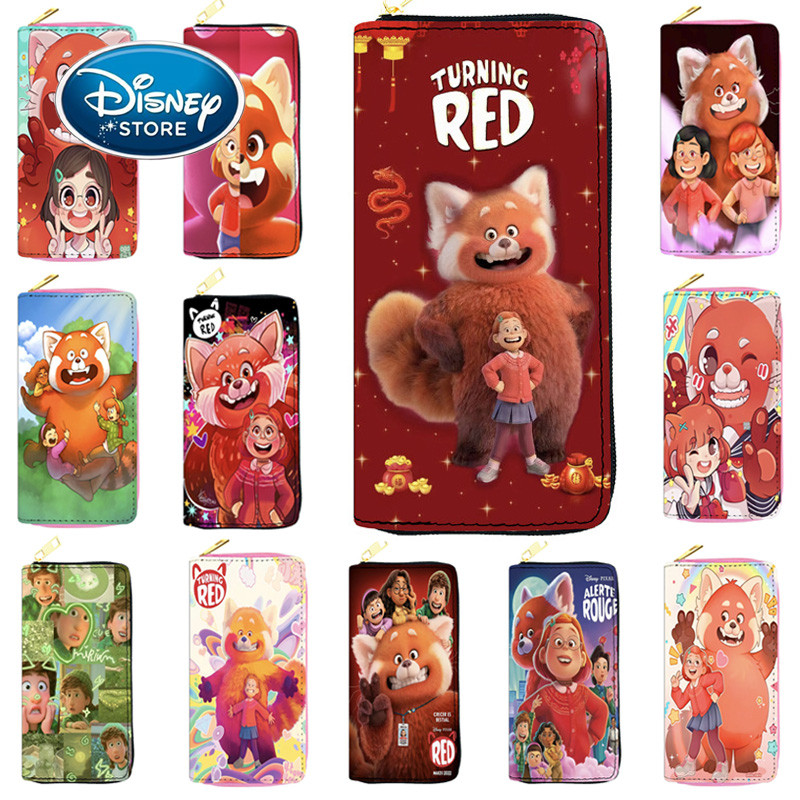 Disney Pixar Turning Red Panda Wallet Meilin Women Long Wallet Card Holder ID Bag Girl Coin Purse Gi