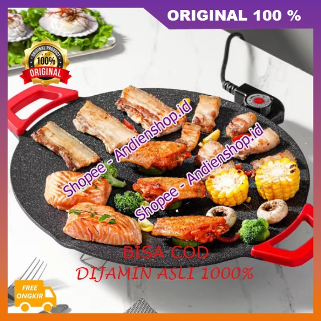 Electric Grill Pan Wajan Listrik Konduksi Electric Grill Pan Plate Wajan Panggangan BBQ Elektrik Lis