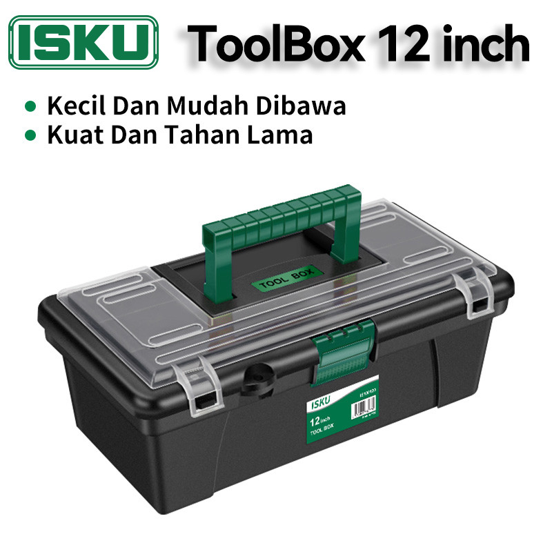 ISKU Tool Box Mini 12 Inch Kotak Perkakas Kecil Plastik Besi Tahan Karat Kotak Alat Multi