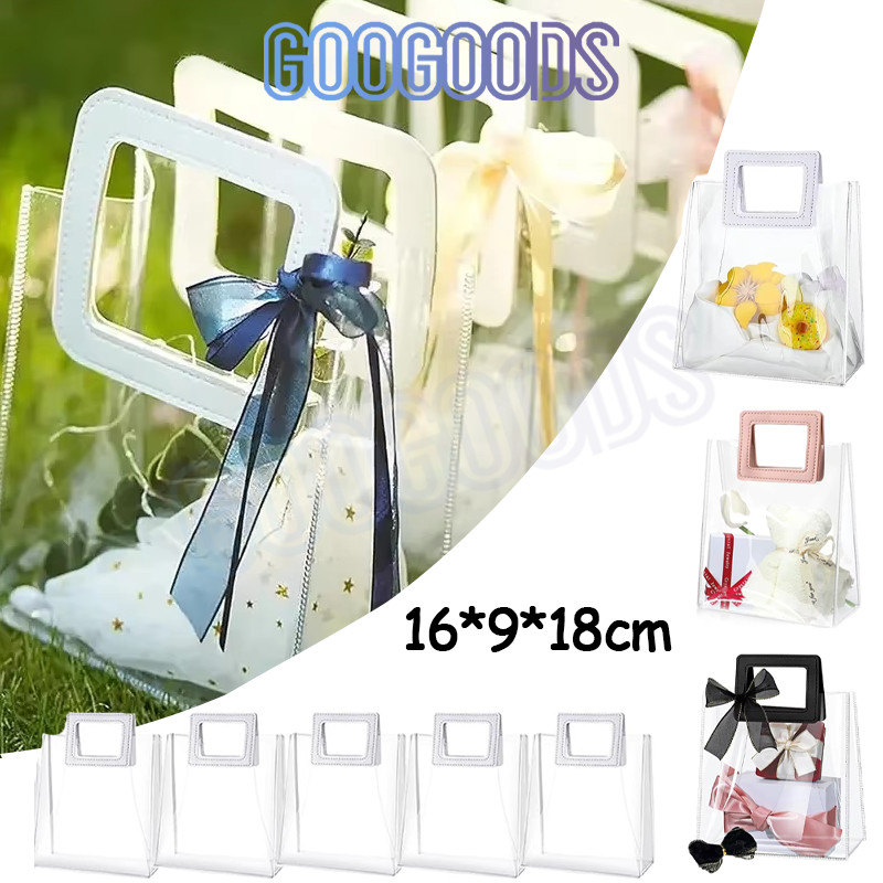 

GG tas plastik mika pvc transparent souvenir gift goodie bag thick style waterproof tas pvc hampers transparant serbaguna goodie ba