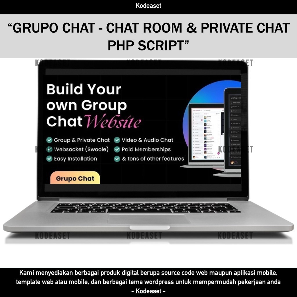 SOURCE CODE APLIKASI WEB GRUPO CHAT - CHAT ROOM & PRIVATE CHAT PHP SCRIPT D288 KODEASET