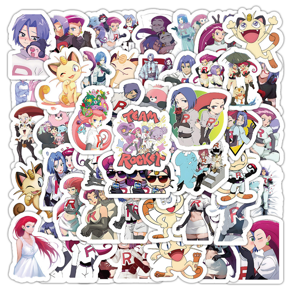 

10/30/52pcs Cute Pokemon Anime Team Rocket Stickers Cartoon Kids DIY Decals Toy Skateboard Notebook Phone Graffiti Sticker Pack