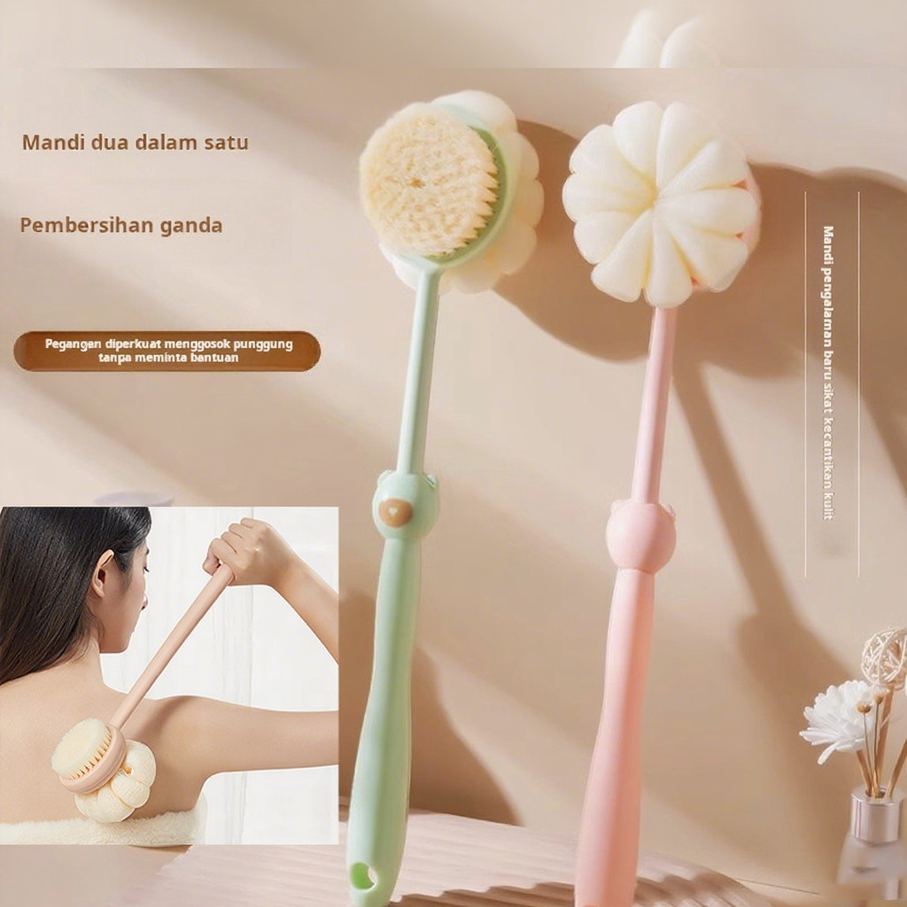 2in1 alat mandi ajaib sikat mandi pegangan panjang bulu lembut sikat mandi kain gosok bola mandi kua