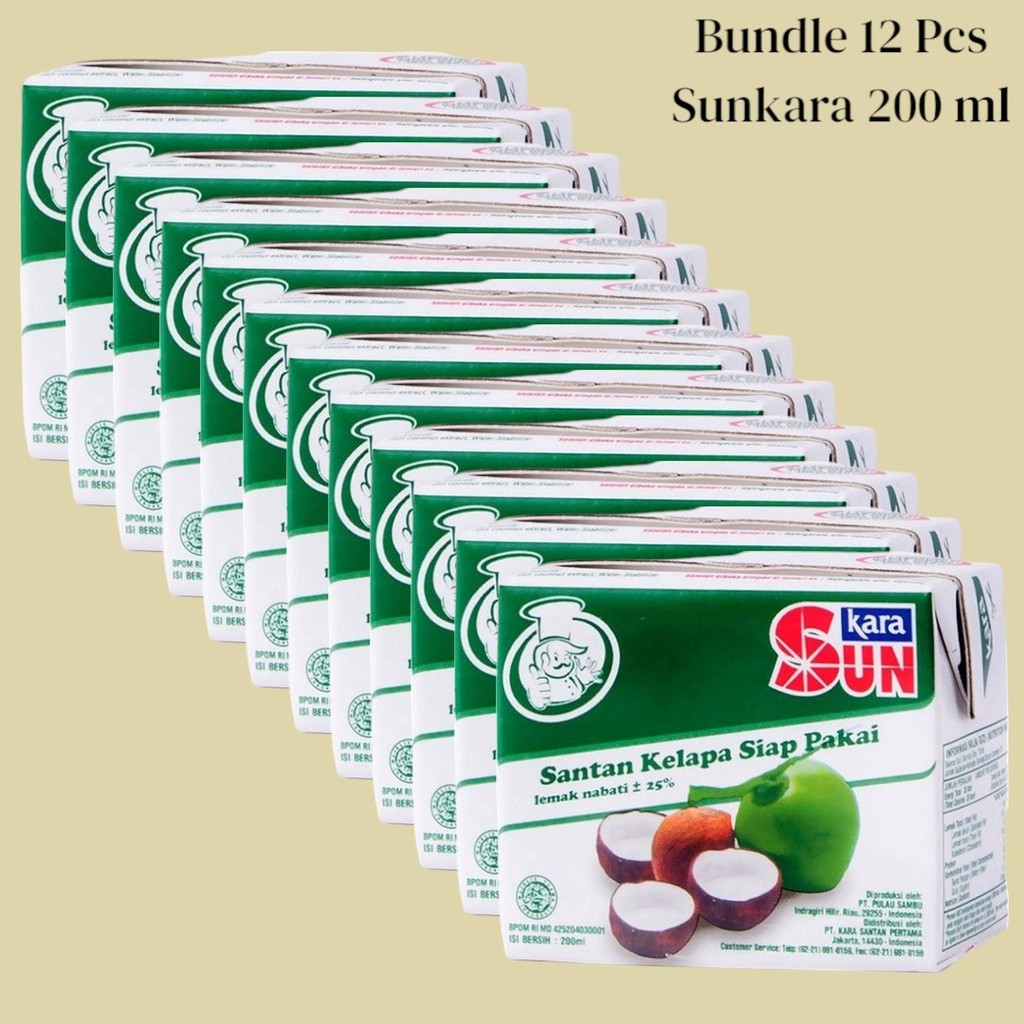 

Bundle 12 Pcs - Sunkara Santan Santen Kelapa Cair Instan 12x200ML / Coconut Milk