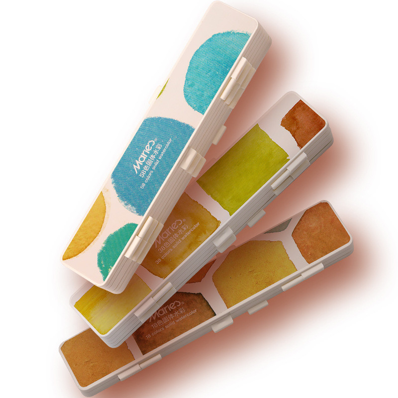 

Solid Watercolor Painting Set 38 Colors 58 Colors Hand Painted 18 Colors Watercolor Portable Pigment for Beginners and Students