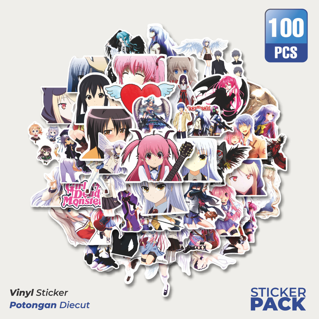 

100 PCS STIKER Anime Angel Beats! (Enjeru Bītsu!) Waterproof Aesthetic- Untuk Laptop, Motor, dan Helm - Paper Stationery Pack