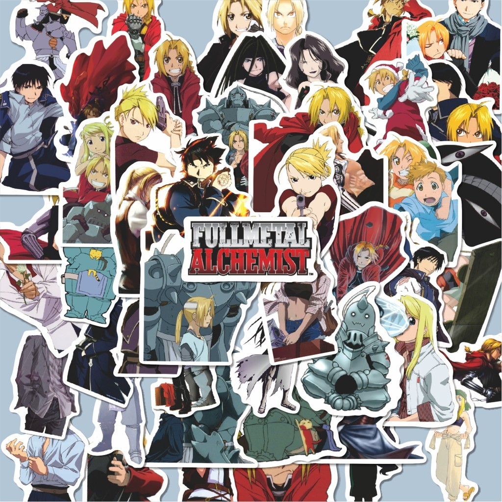 

100PCS Lucu Sticker Anime Fullmetal Alchemist (Hagane no Renkinjutsushi) Stiker Aesthetic Stiker Anti Air Stikers Berperekat Waterproof sticker decal buat Motor Helm Buku Journal Koper Casing HP Laptop Botol Minum Hadiah anak