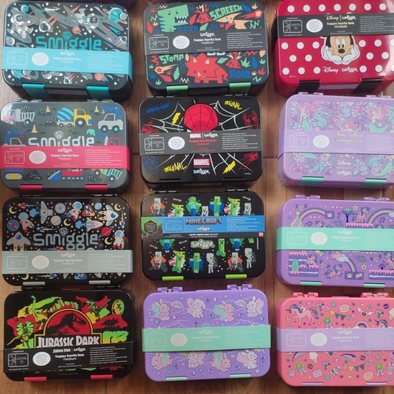 New Lunch Box SMIGGLE Kotak Bekel Tempat Makan Bekal Sekolah Anak Tritan Bpa Free Minecraft Jurassic