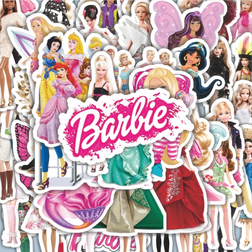 

100PCS Lucu Stiker Kartun Barbie Stiker Aesthetic Stiker Anti Air Stikers Berperekat Waterproof sticker decal buat Motor Helm Buku Journal Koper Casing HP Laptop Botol Minum Hadiah anak