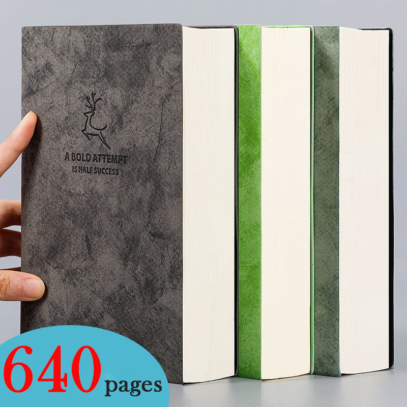 

640Pages Leather Blank Line Notebook Sketchbook A5 B5 Journal Daily Note Book Business Office Work Notepad Stationery For School