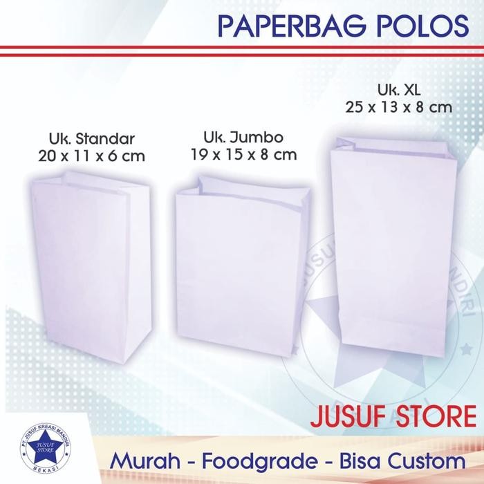 

Promo Paperbag/ kantong polos foodgrade uk.XL terlaris