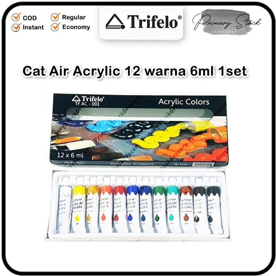

COD Cat Aklirik 1 Set 12 Warna Trifelo Acrylic Colour Aclirik 6ml Paint Kanvas 6 ml