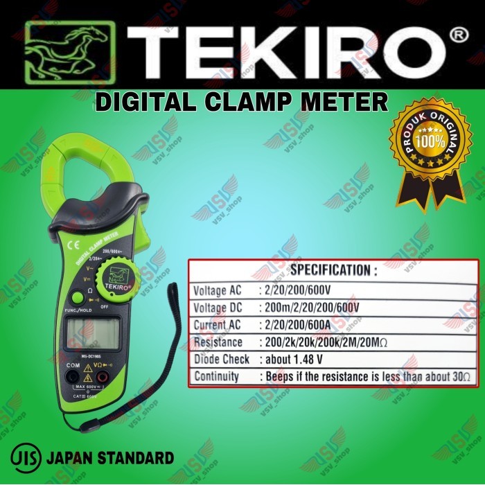 TEKIRO Tang Amper Digital Clamp Meter AC DC Alat Pengukur Amper ListriK TEKIRO