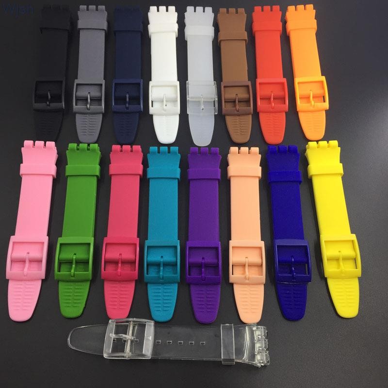 Watch accessories For Swatch silicone strap buckle 17mm19mm rubber strap men's women's sports strap 