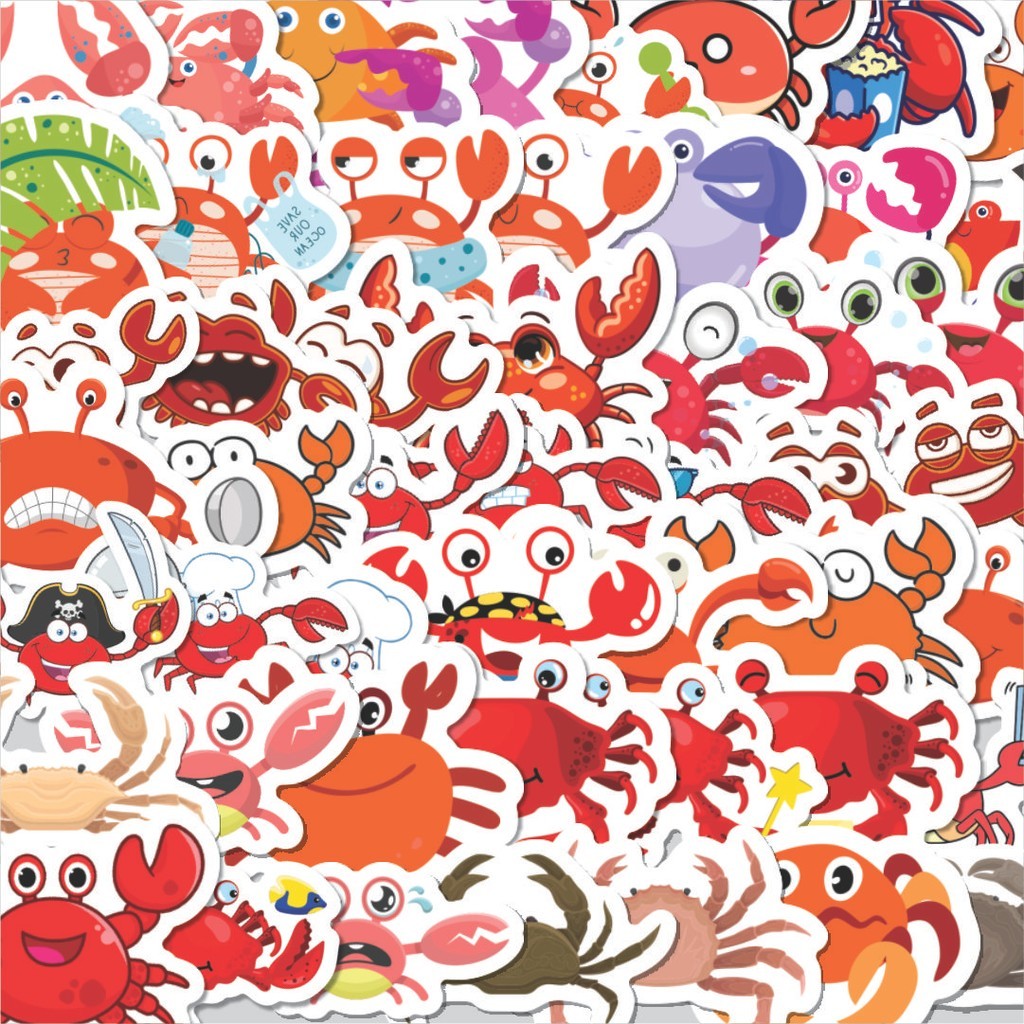 

Stiker Cutting Pack Stiker Hewan Kepiting Isi 100Pcs Series Aesthetic Lucu Keren Untuk Koper Bahan Vynil