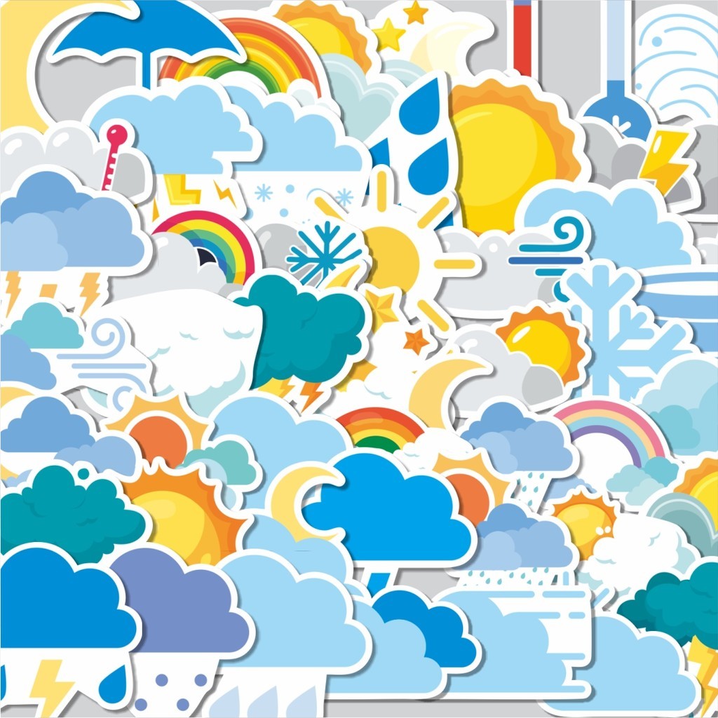 

Stiker Cutting Pack Stiker Weather [Cuaca] Isi 100Pcs Series Aesthetic Lucu Keren Untuk Koper Bahan Vynil
