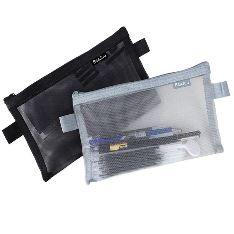 

Transparent Mesh Pencil Case Nylon Pencil Bag Large Capacity Creative Stationery Box Office Student Nylon Pen Box Bag