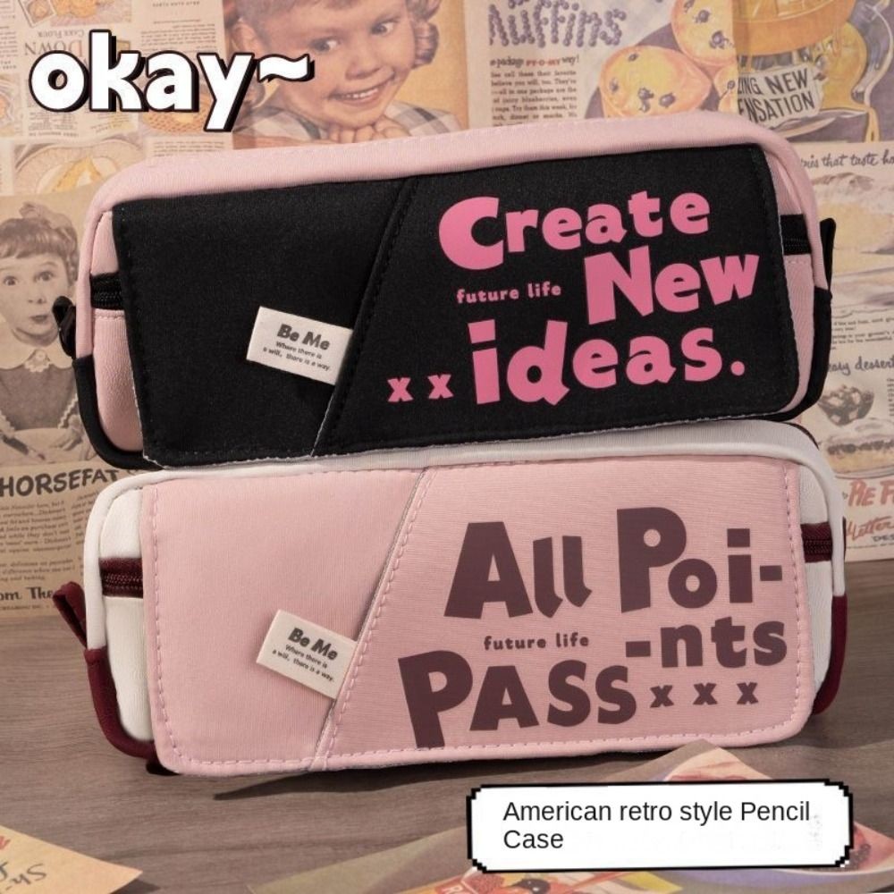 

Large Capacity Candy Colored Pencil Bag Dopamine Retro Graffiti Stationery Storage Bag Fashion Soft Touch Pencil Case