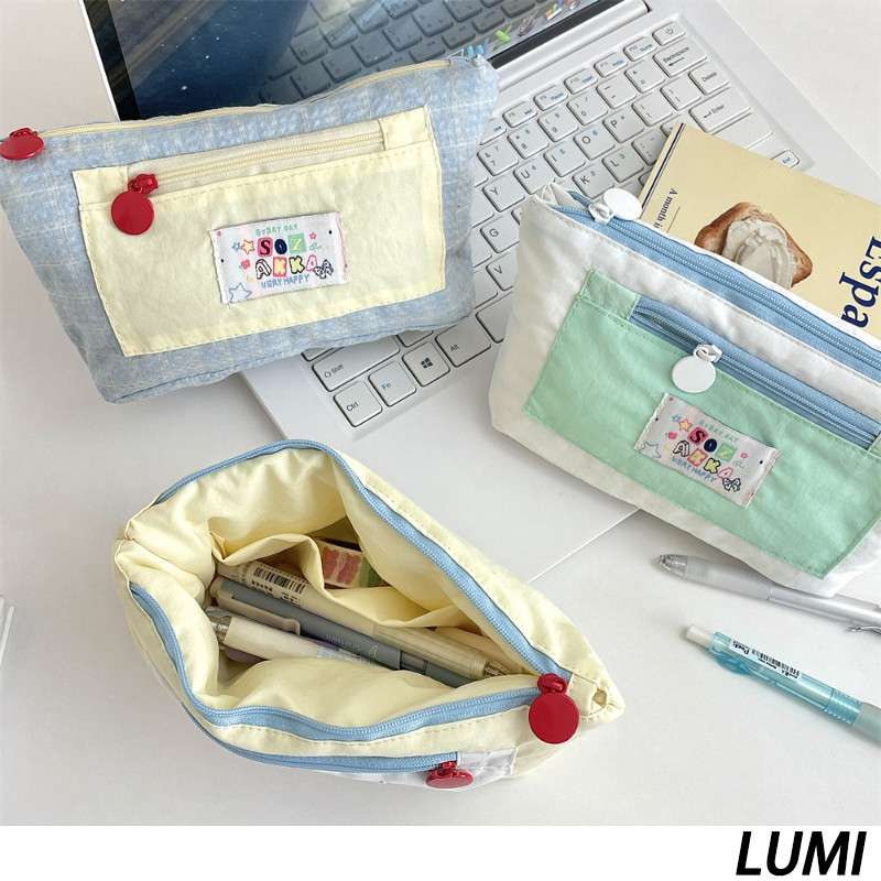

【LUMI】53222 Tas Pensil Lucu Kapasitas Besar Multifungsi - Banyak Lapisan Kain Kanvas, Kotak Penyimpanan Alat Tulis untuk Siswa M322