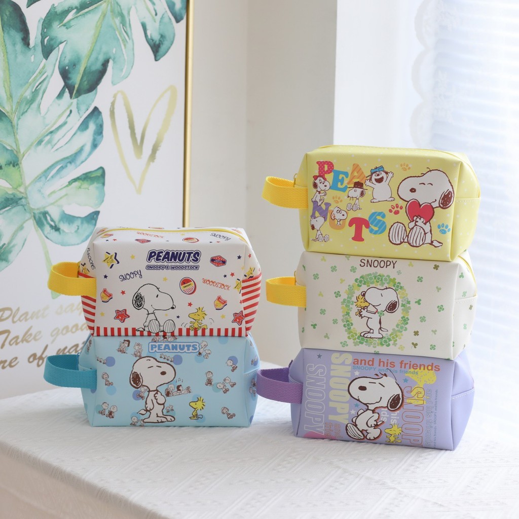 

New Cartoon Snoopy Leather Pencil Case Three-Dimensional Waterproof Washing Student Stationery Storage Bag Cosmetic Bag Present