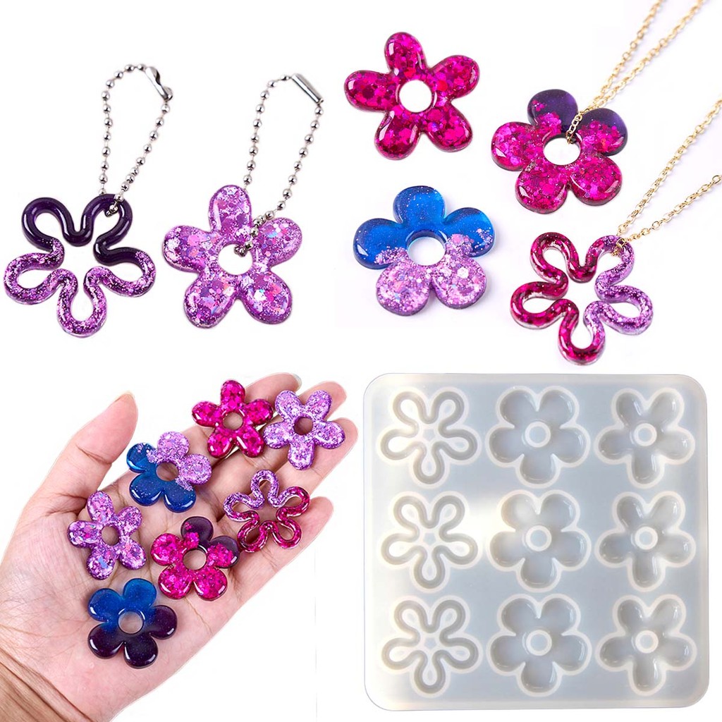 

Hollow Flower Epoxy Resin Silicone Mold DIY Earring Pendant Keychain Ornaments Molds Jewelry Craft Epoxy Making Accessories