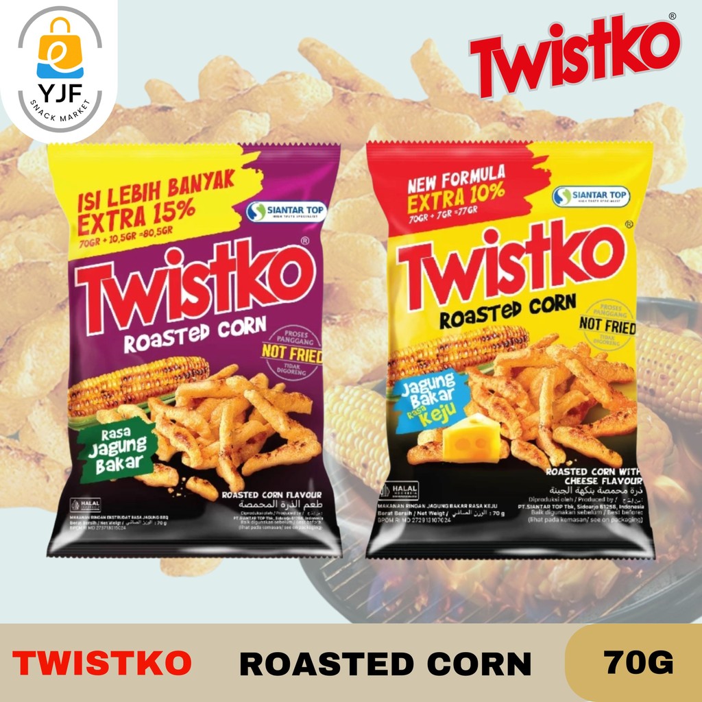 

Twistko Roasted Corn 70g / Rasa Jagung Bakar / Rasa Keju Bakar / Snack Jagung / Cemilan