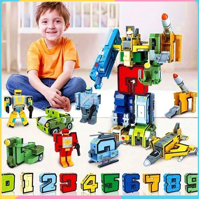 Mainan Mech Man Mainan Robot Angka Berubah Bentuk Mechman Angka 0