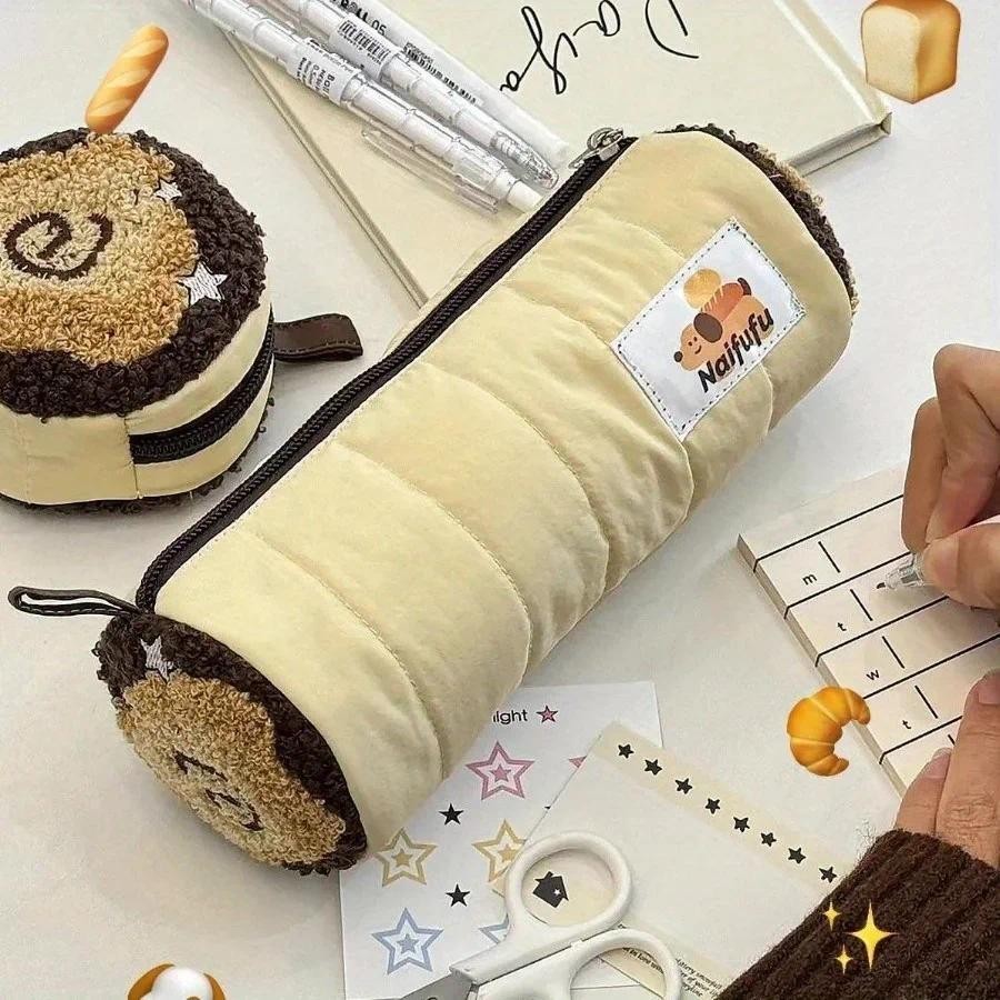 

Toast Puppy Pencil Bag Cute Stationery Case Large Capacity Pen Holder Cosmetic Brush Organiser Office Pen Storage Children Gift