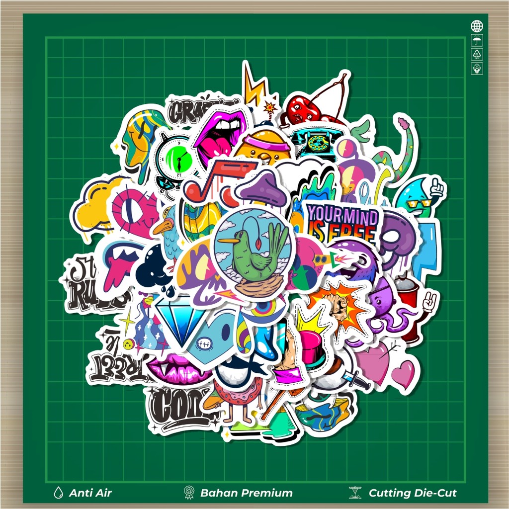 

HOT 50 PCS STIKER Stiker Graffiti Stiker Fashion Cars Decal Dingin Kartu Album Custom Vinyl Anti Air- Sticker Aesthetic Buku Journal Koper Casing HP Tablet Laptop Helm Motor Botol Minum