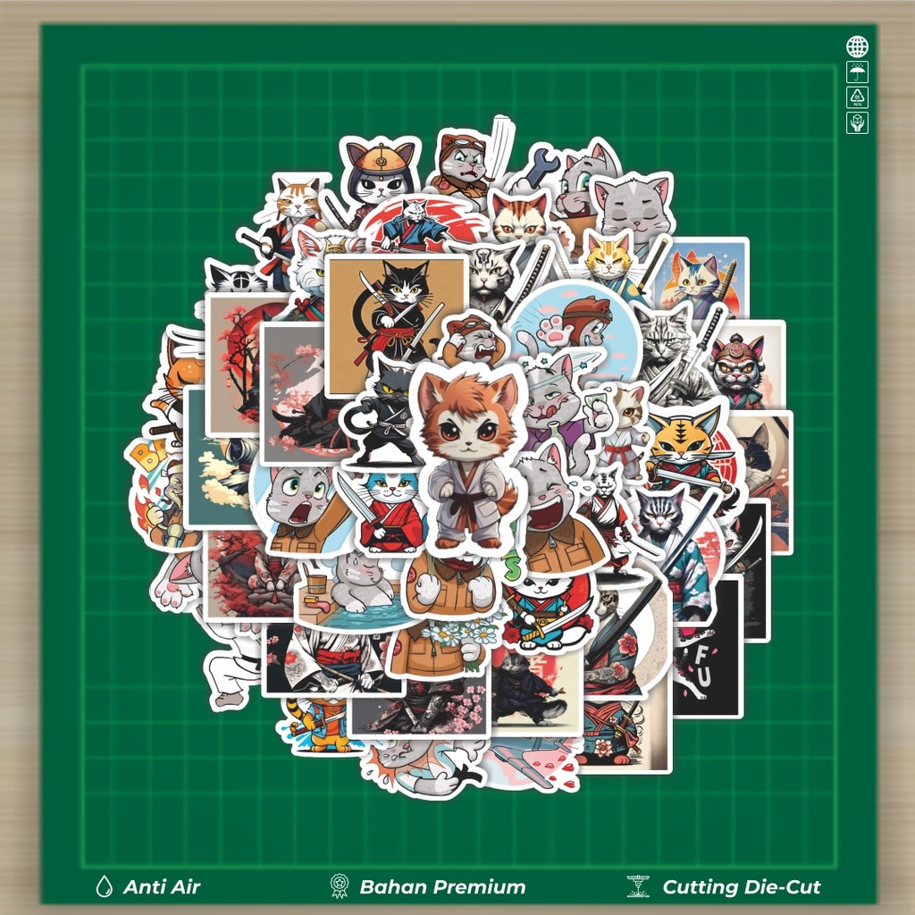 

HOT 50 PCS STIKER Stiker Kartun Kung Fu Cats/ Kucing Stiker Fashion Cars Decal Dingin Kartu Album Custom Vinyl Anti Air- Sticker Aesthetic Buku Journal Koper Casing HP Tablet Laptop Helm Motor Botol Minum