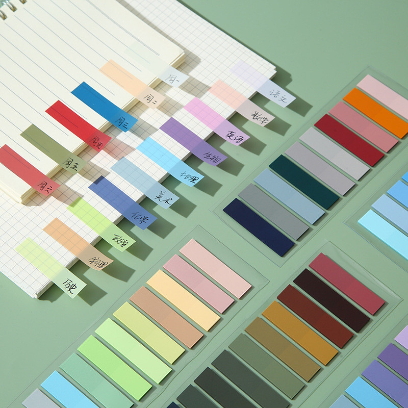 

200pcs Simplicity Gradient Color Sticky Note Cute Translucent Student Sticky Note PET Index Stickers Color Classify Bookmarks