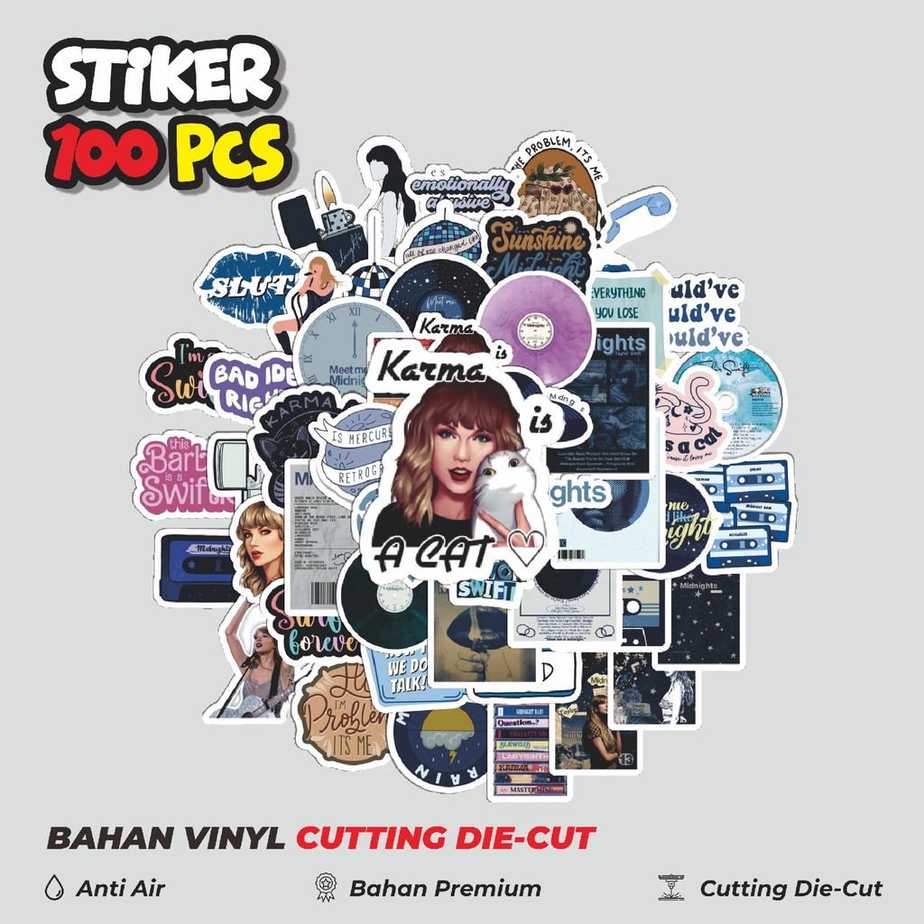 

Terbaru! 50 pcs Stiker Music Album Midnights Dekorasi Lucu Kreatif untuk Notebook, Skateboard, HP