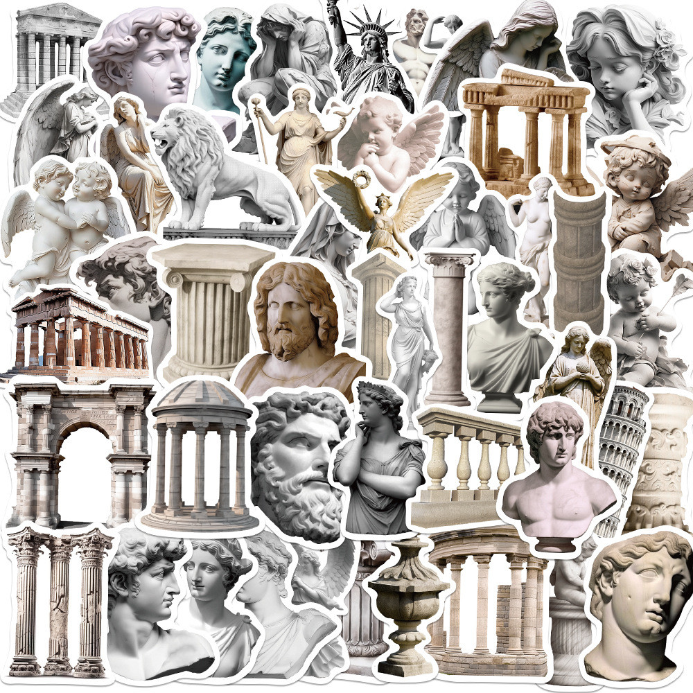 

10/25/50pcs Aesthetic Retro Art Sculpture Stickers for Travel Luggage Water Bottle Notebook Guitar Laptop Phone Stationery