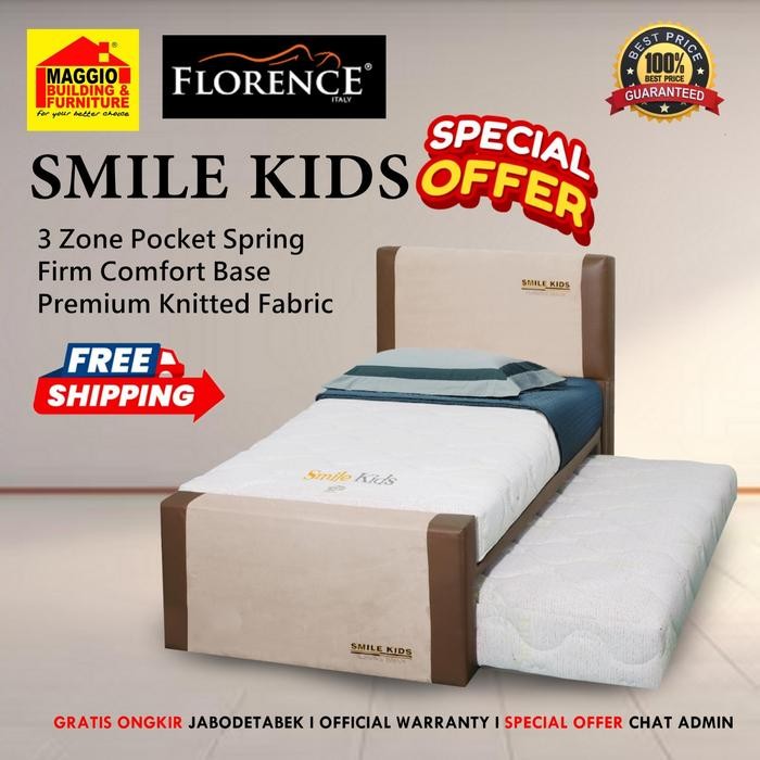 KASUR FLORENCE 2 IN 1 SMILE KIDS - FLORENCE SPRINGBED - 100 FULL SET